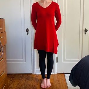 Eileen Fisher Red Merino Wool Sweater Tunic